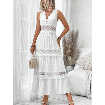 Robe Longue Blanche – Élégance d'Été Sans Manches