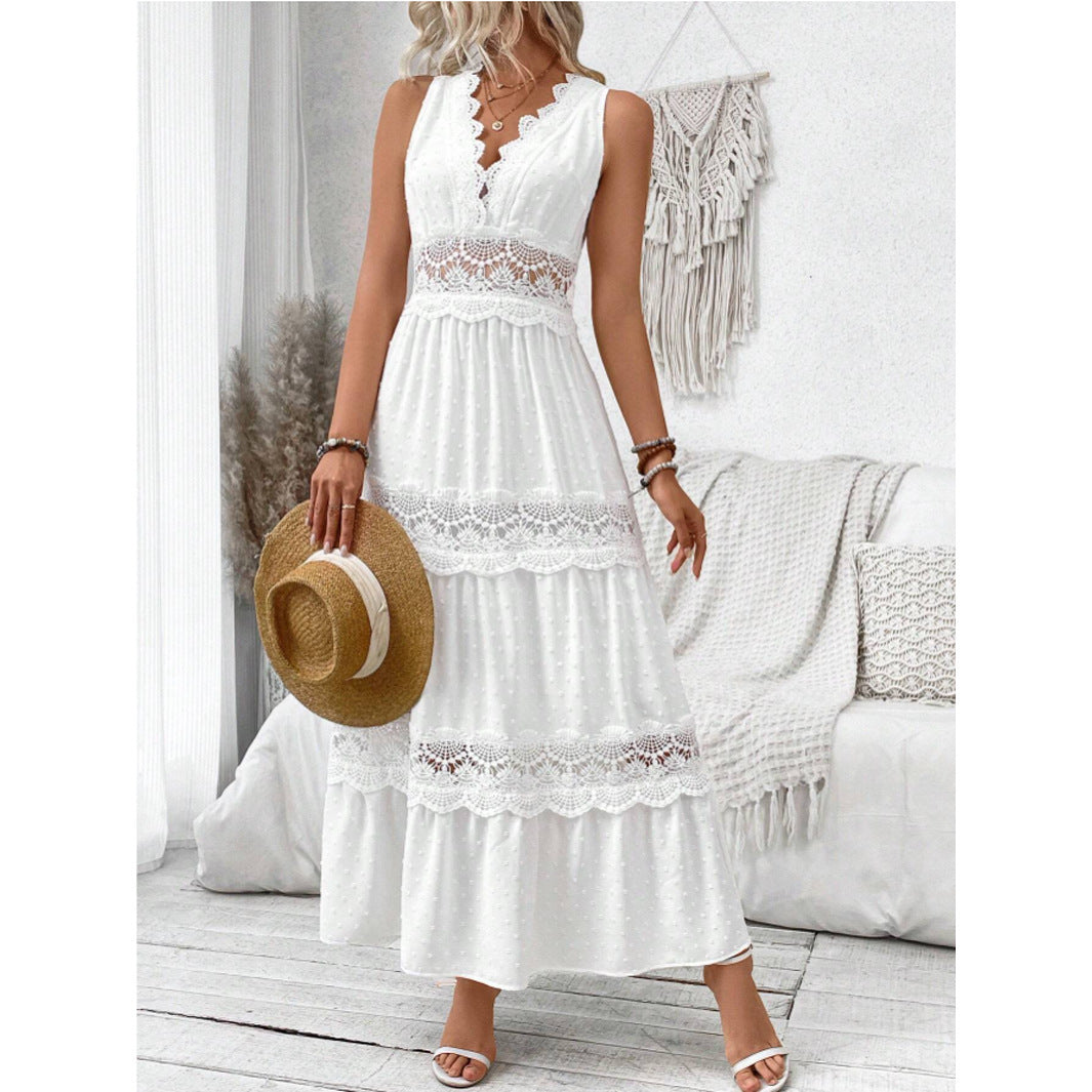 Robe Longue Blanche – Élégance d'Été Sans Manches