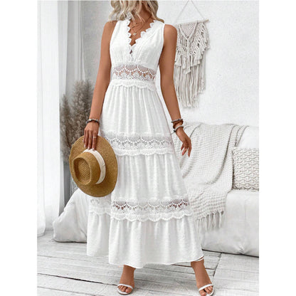 Robe Longue Blanche – Élégance d'Été Sans Manches