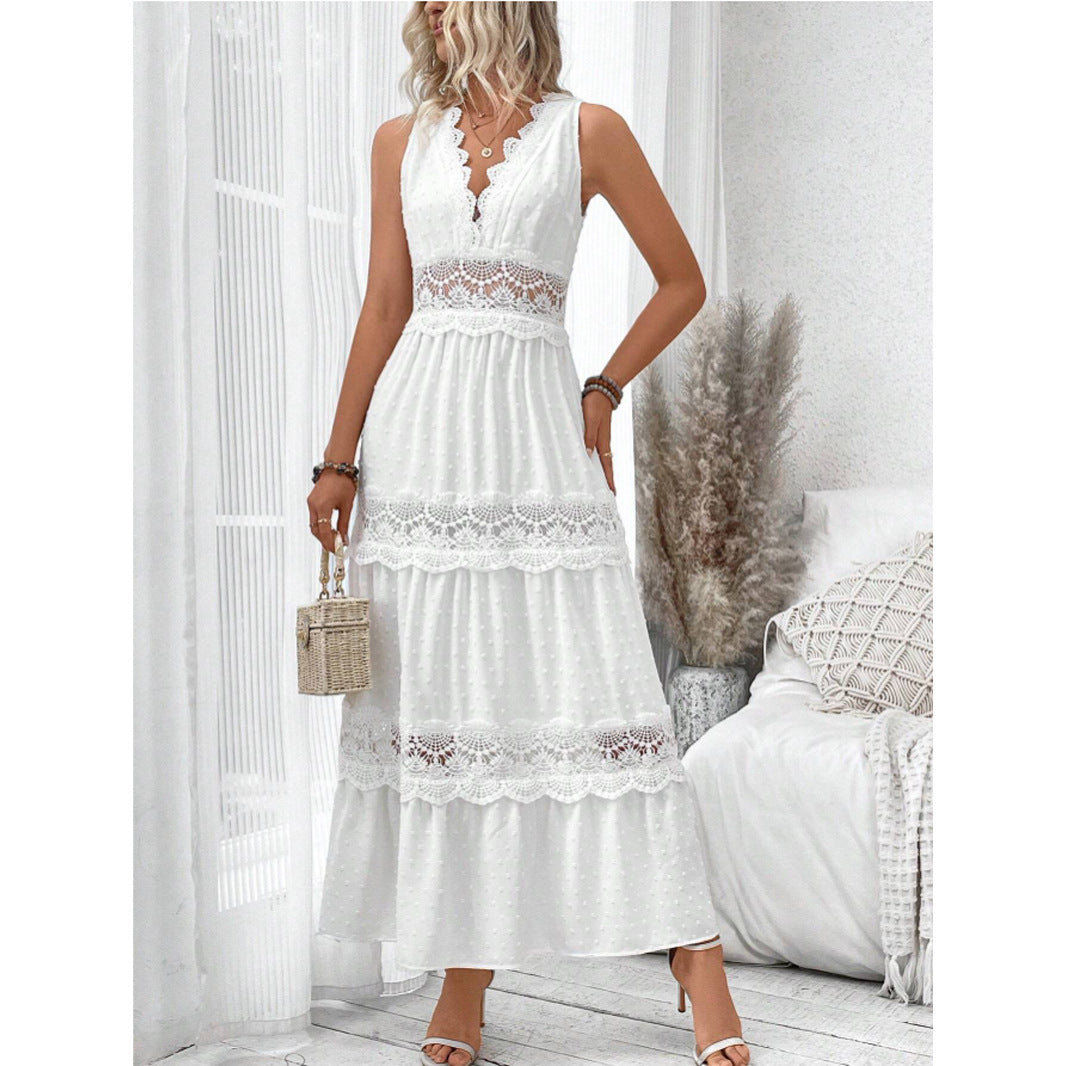 Robe Longue Blanche – Élégance d'Été Sans Manches