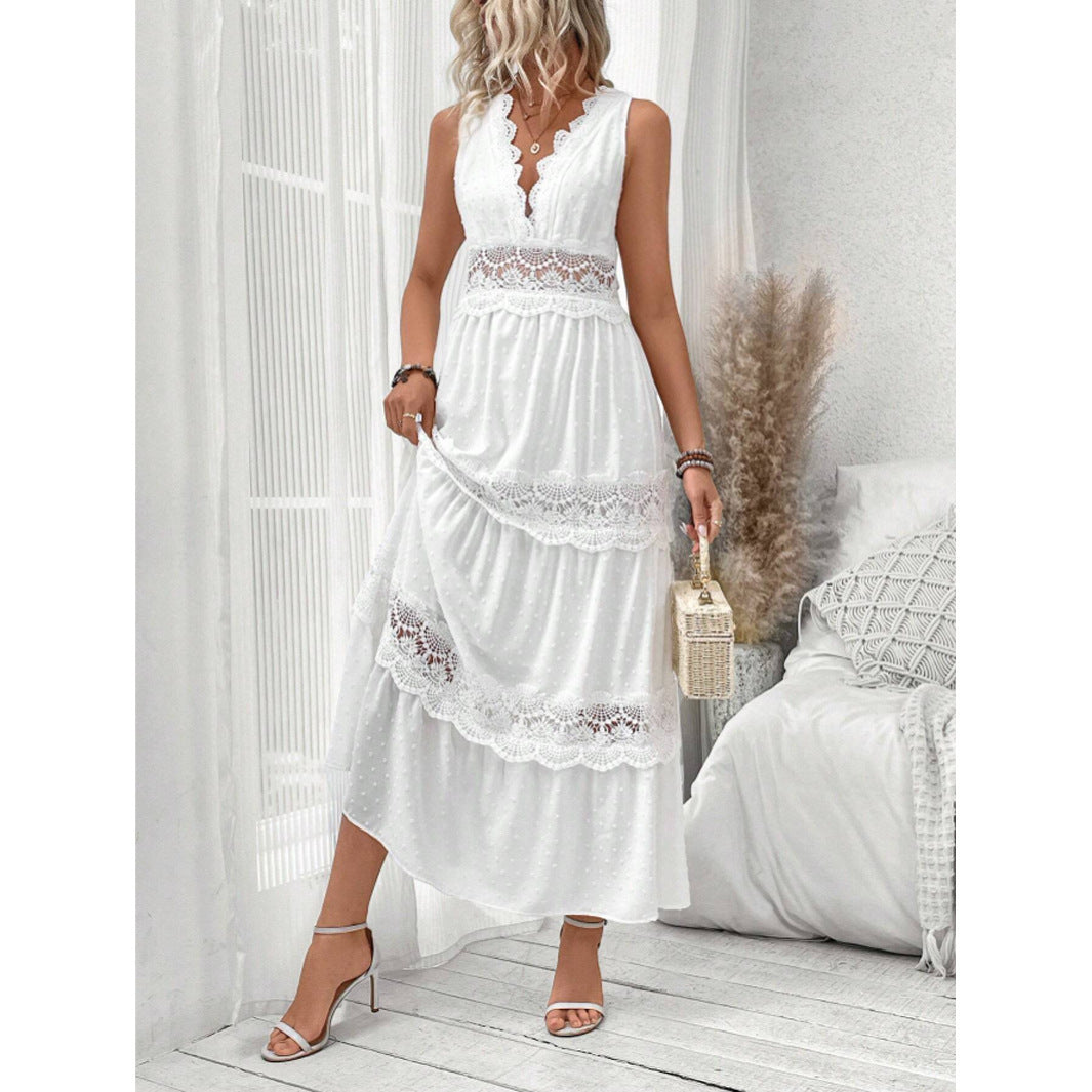 Robe Longue Blanche – Élégance d'Été Sans Manches