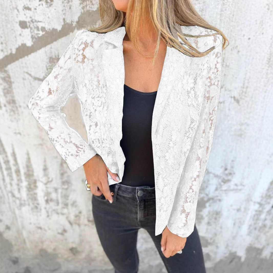 Blazer en Dentelle – Élégant, Léger, Manches Longues pour Femme