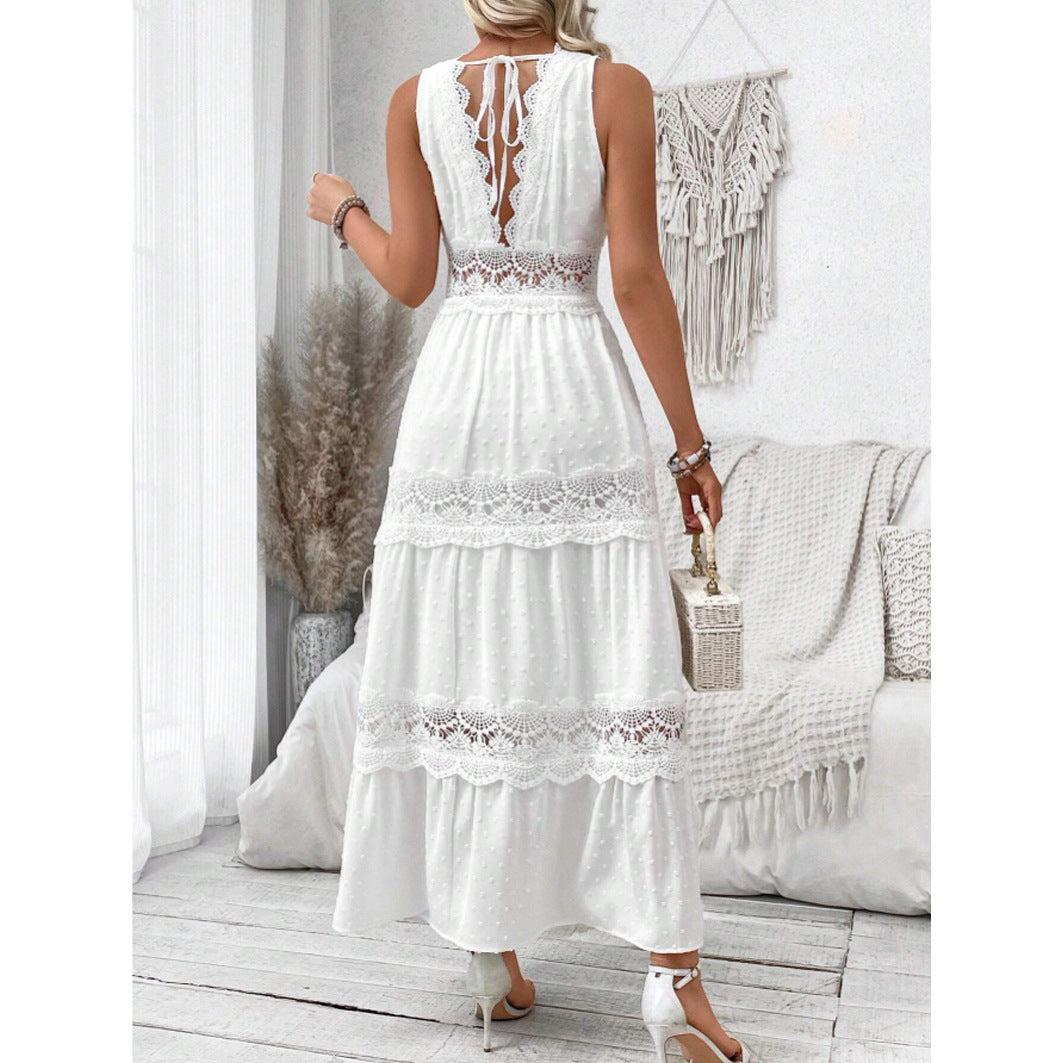 Robe Longue Blanche – Élégance d'Été Sans Manches