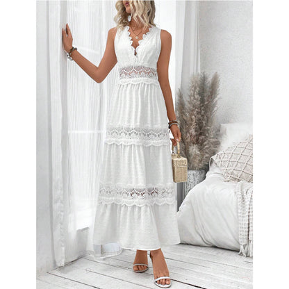 Robe Longue Blanche – Élégance d'Été Sans Manches