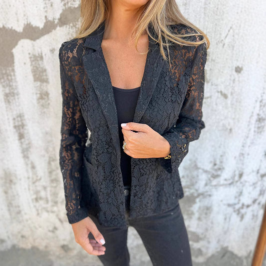 Blazer en Dentelle – Élégant, Léger, Manches Longues pour Femme